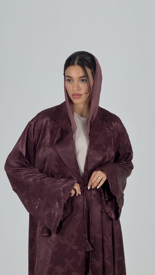 Burgundy Bliss Wrap Abaya - Image 2