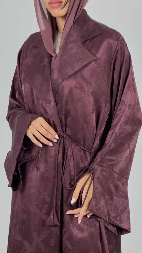 Burgundy Bliss Wrap Abaya - Image 4