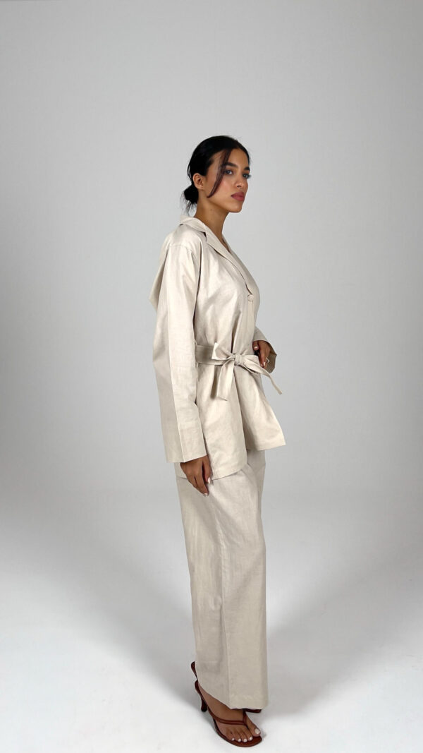 Ecru Linen Trouser Set - Image 3