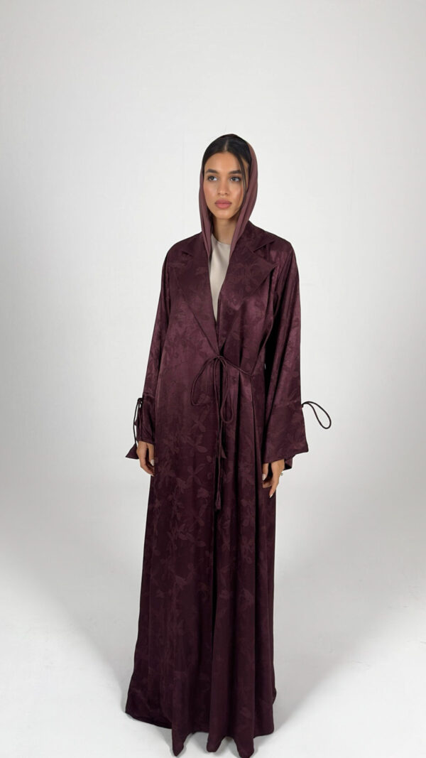 Burgundy Bliss Wrap Abaya - Image 3
